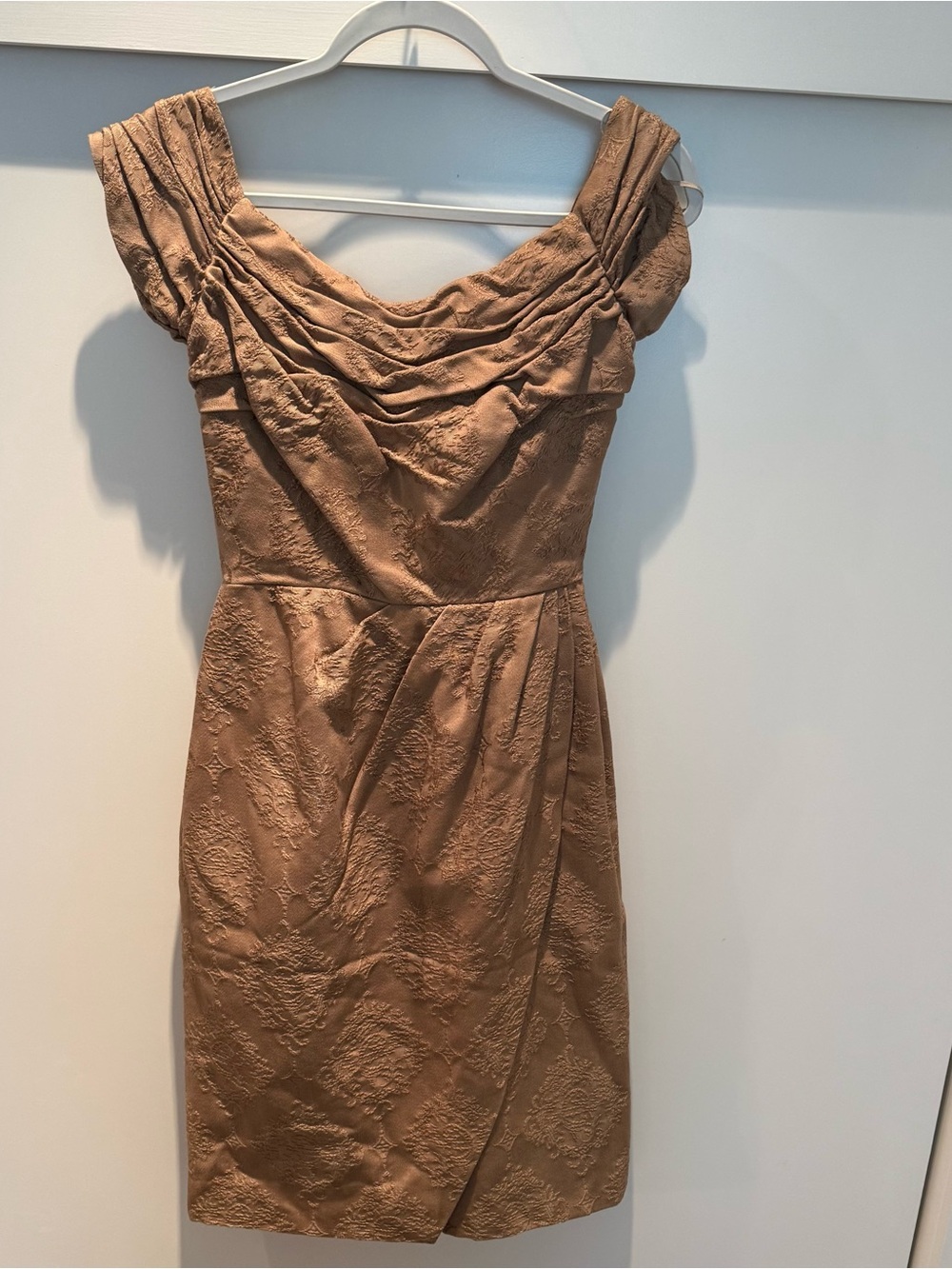Rare Vintage Gunther Jaeckel off the shoulder cowl neck dress with corset waist